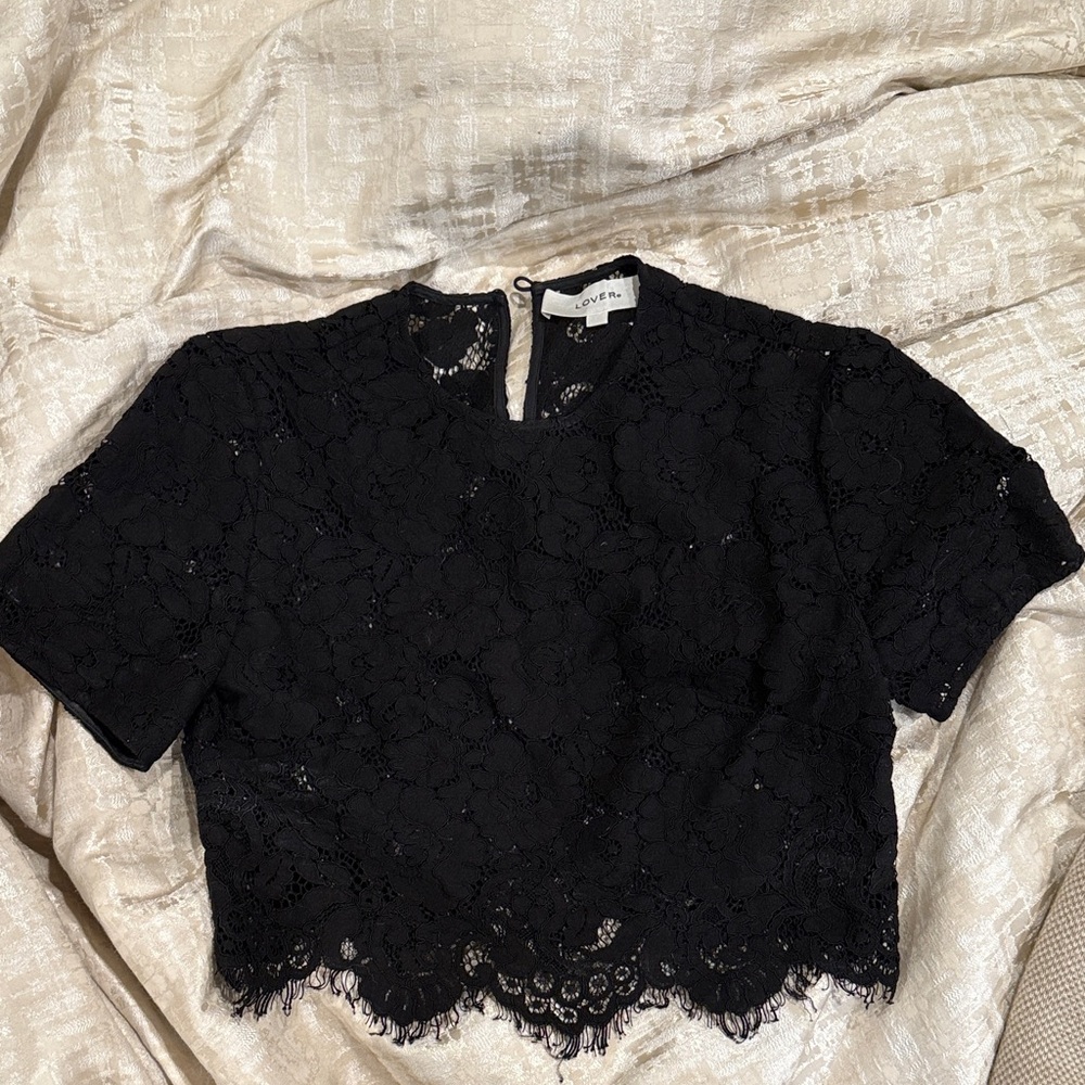 Lover Black Floral Lace Cropped Blouse